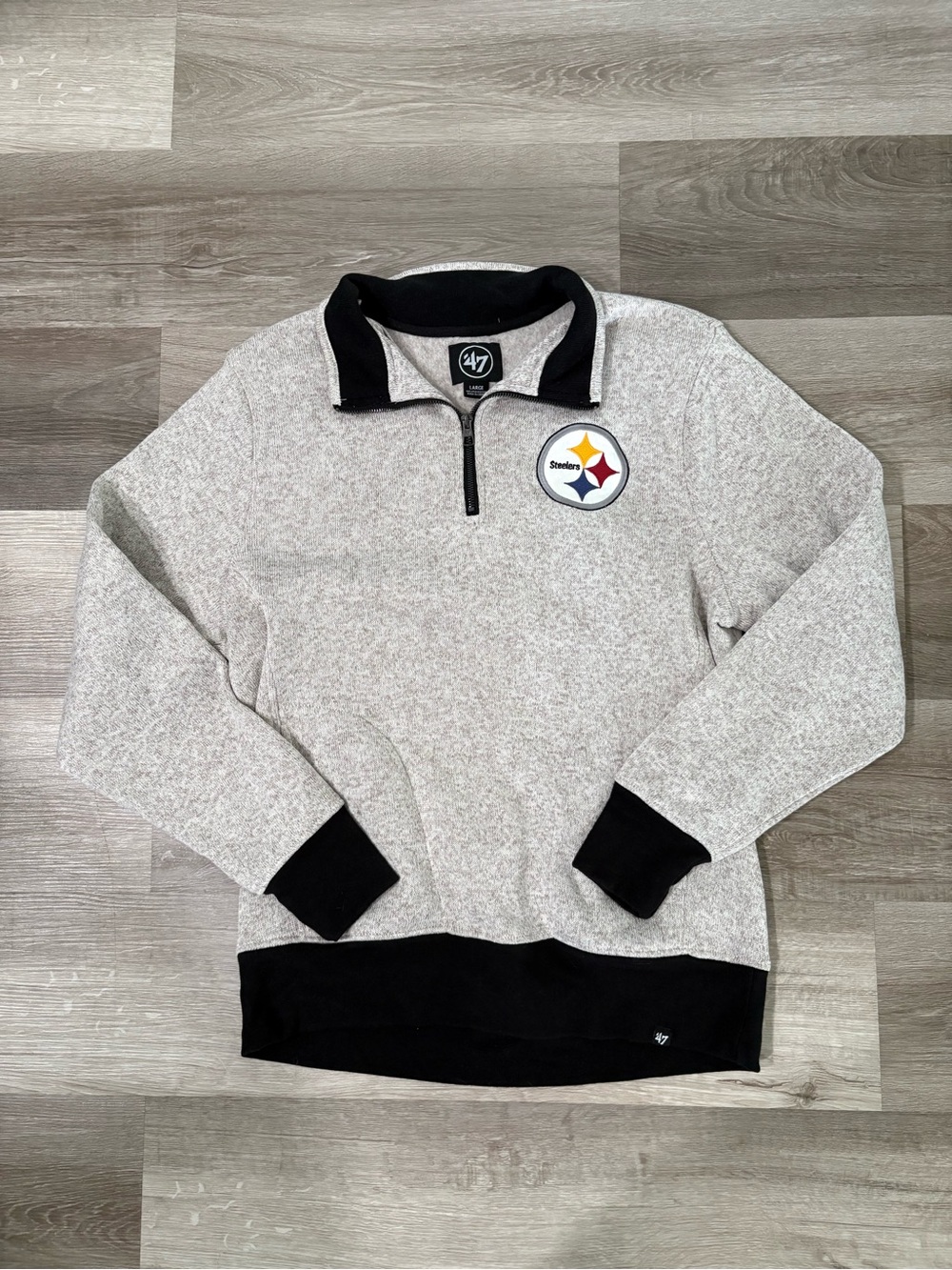 47 Men's Tan and Black Steelers Quarter-Zip Pullover